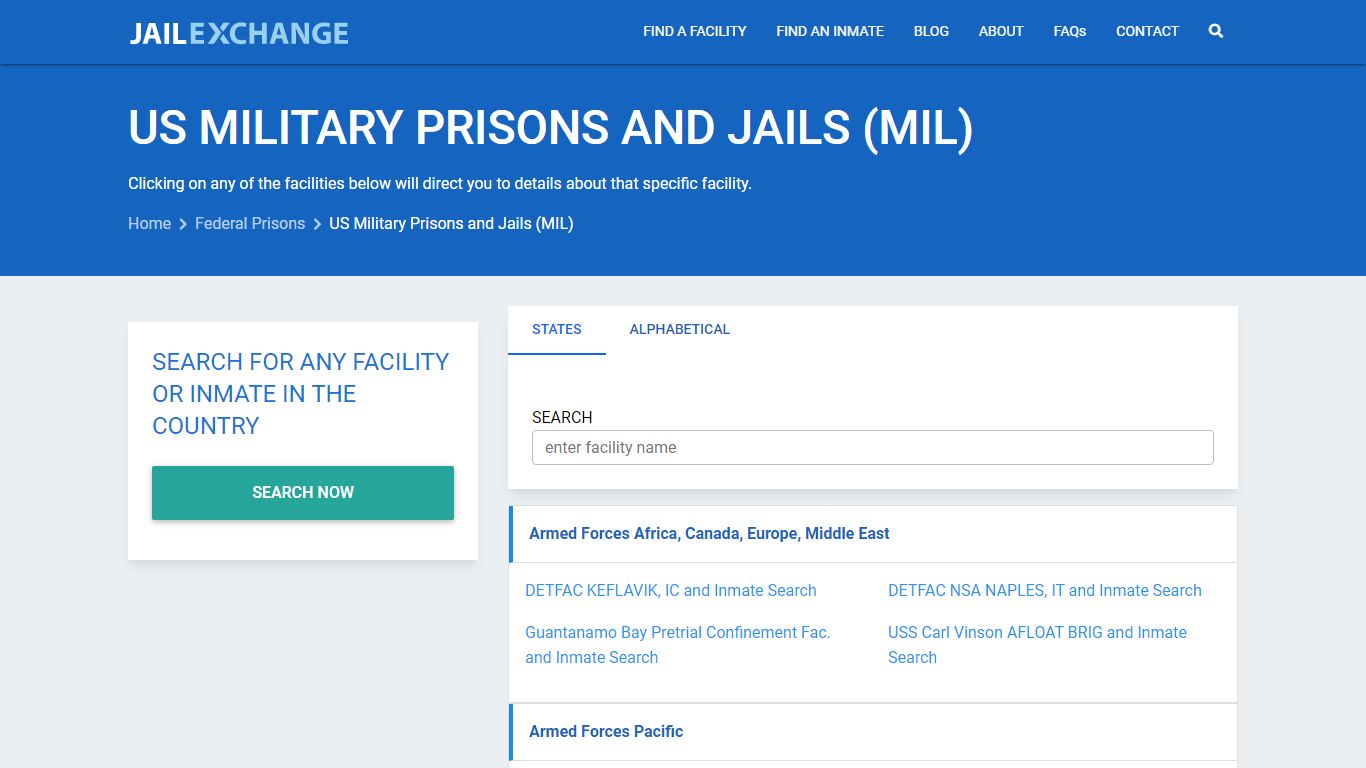 Inmate Search | US Military Prisons & Jails (MIL) - Jail Exchange